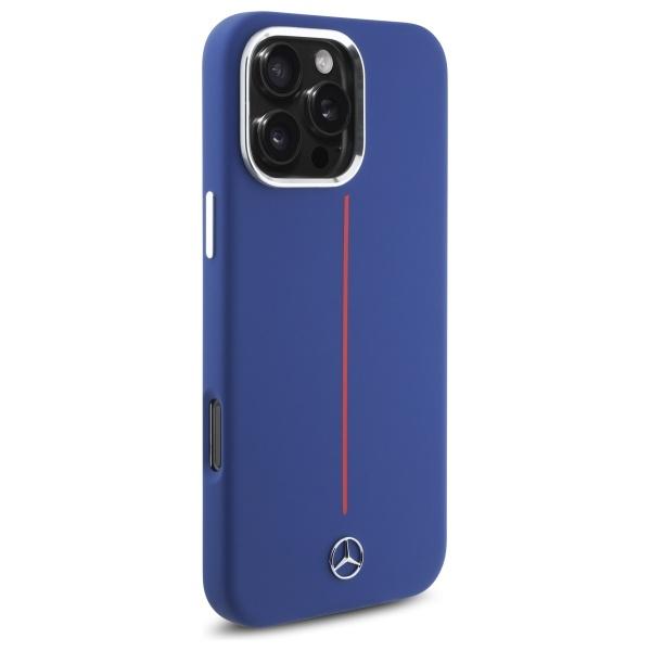 Mercedes Mehmp16X23Sumrv Iphone 16 Pro   Max 6.9 Granatowy/Navy Hardcase Silicone Red Stripe Magsafe
