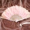 Wedding Feather Hand Fan Handmade Retro Lace Feather Fans for Wedding Party Gift Chinese Luxurious Wedding Decoration