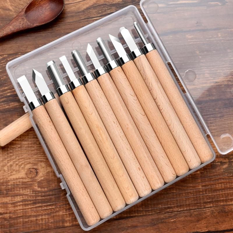 12pcs Wood Carving Tools Set V-Gouge Angle Chisel for Woodworkers Woodcut Hand Tool