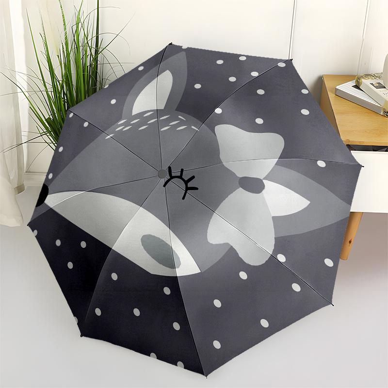 

Fox, Bow Tie-themed, Eight-ribbed, Self-folding Umbrella Is Suitable for Everyday Outdoor Use and Is An Ideal Gift for Friends and Family, A