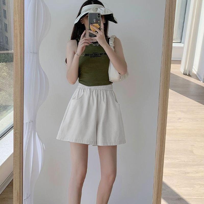 Women's Summer Ice Silk High Waist Casual Black Shorts