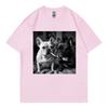 French Bulldog Smoking Funny Dog Meme T Shirt Unisex Unisex Vintage Fashion Short Sleeve Tshirts Summer Casual Loose Cotton Tshirt