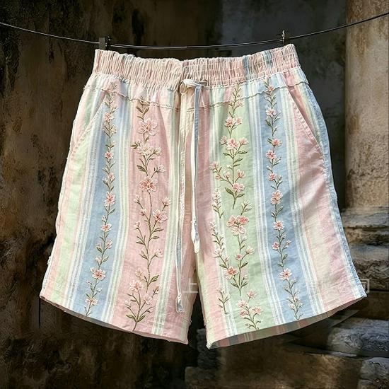 Pantaloncini Casual da Donna con Stampa Floreale Retrò Europei e Americani 2025