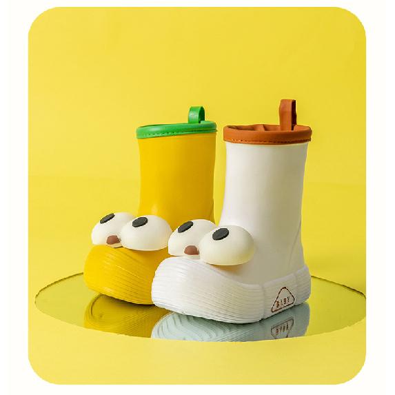 Cute Big Eyes Parent-Child Cartoon Rain Boots for Girls Outdoor Wear Student Kids Water Shoes Non-Slip Waterproof Rainy Day Rubber Shoes