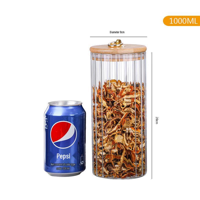 Vertical Striped Glass Storage Jar