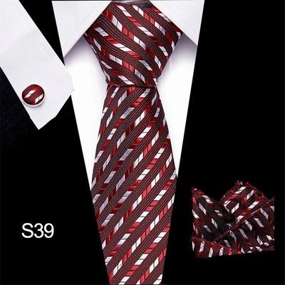 Formal Shirt Business Tie Wedding Banquet Men's Polyester Red Black Hand-tied Long Tie