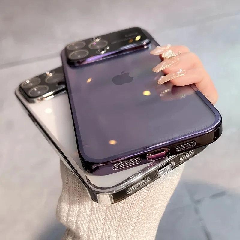 Großes Fenster iPhone 15 Concept Handyhülle für iPhone 12 13 14 Pro Max 14Plus Transparente TPU-Beschichtung Telefonabdeckung Glas Großes Fenster