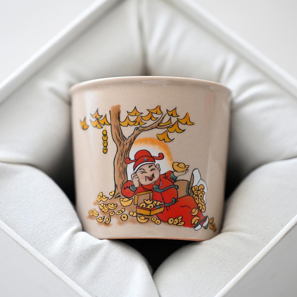 Plant Ash God Of Wealth Teacup Ceramic Household Kung Fu Tea Set Personal Special Master Cup Large Tea Tasting Teacup