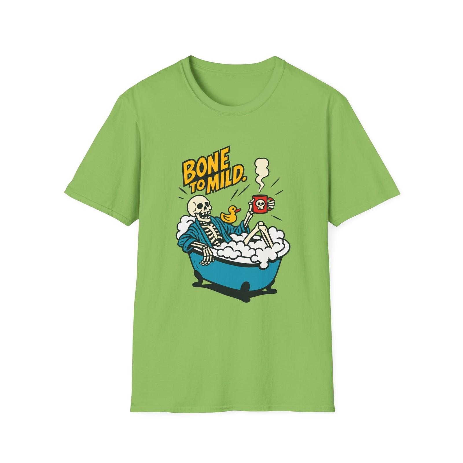 Unisex Softstyle T-Shirt Mens Womens Tees Top Skeleton Bubble Bath Duck Halloween Humor Fall S