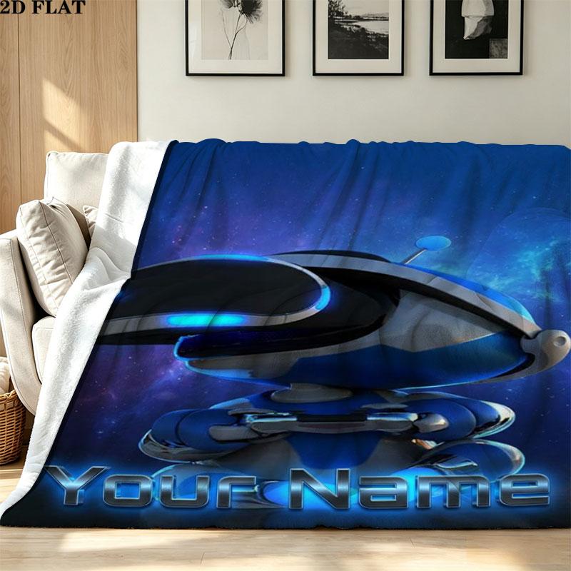 1PC ASTRO BOT Custom Name Patterned Flannel Blanket Suitable For All Seasons for Home Decor Warmth and Comfort Gifts Holiday Present
