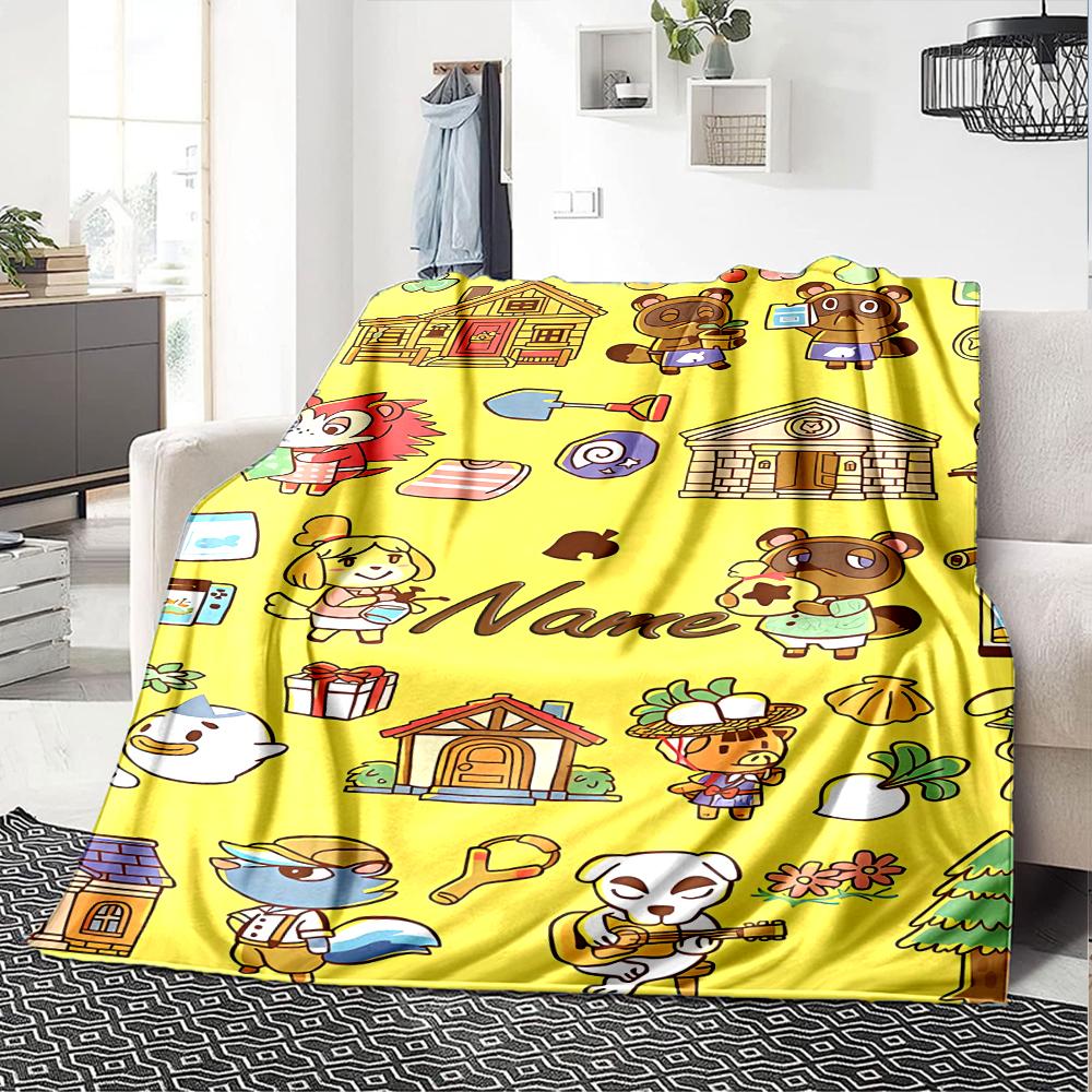 Customiz Name Personality Animal Crossing (2) Blanket Soft &Warm Sofa Office Bed Travel Lunch Break Blanket, Gift Suitable for All Seasons