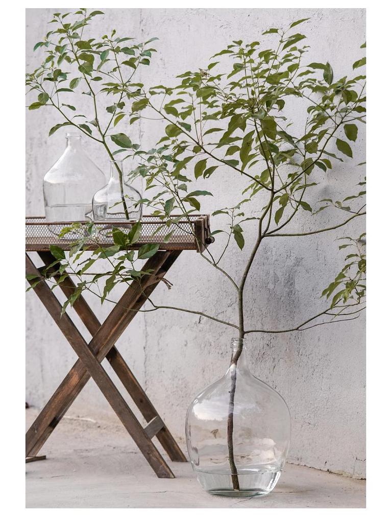 Large Transparent Japanese Andromeda Glass Vase - Thin-Neck, Big-Belly Design for Living Room Decor