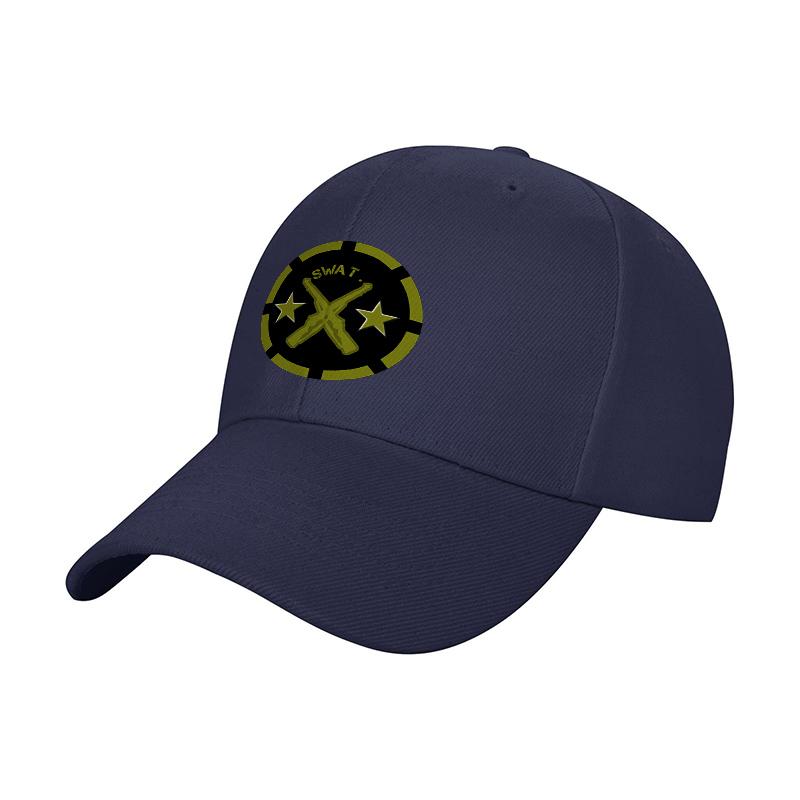 SWAT Logo Black Baseball Cap with Yellow Emblem and Star Design for Tactical Style and Urban Fashion Look