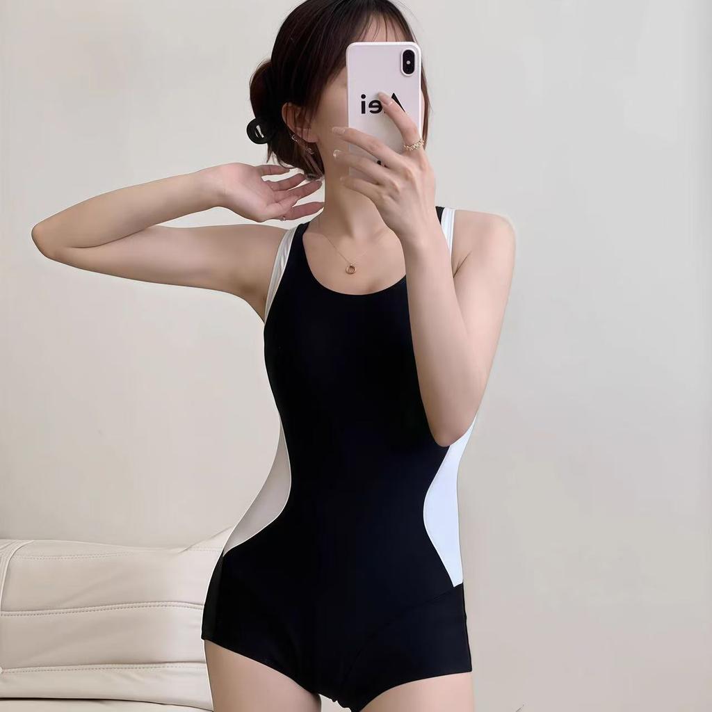 Swimsuit Women's Quick-drying Sports Swimming Pool Professional Swimsuit One-piece Conservative Belly Cover Skinny Racing Swimsuit Flat Angle