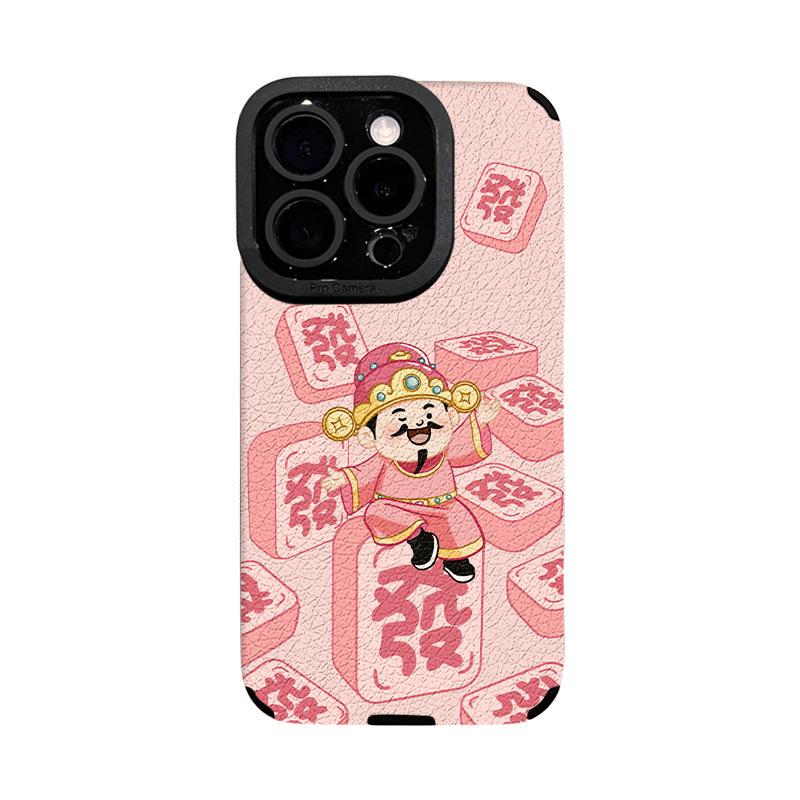 The God of Wealth Mahjong Shipping Applicable Apple 13PROMAX Mobile Case Huawei OPPO Xiaomi VIVO Soft Silicone 14 Cute