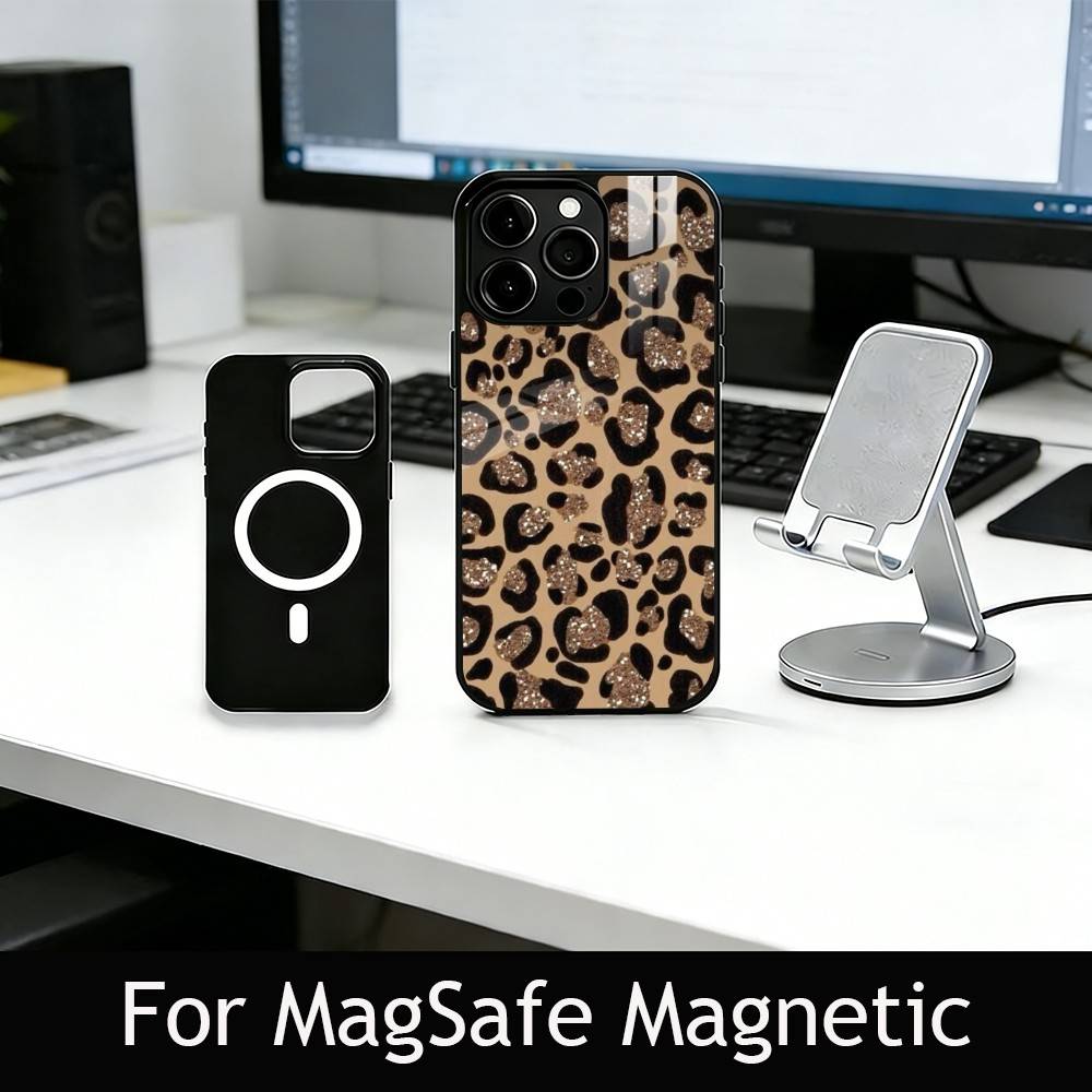 Leopard print Phone Case For iPhone17,16,15,14,13,12,11 Plus,Pro Magnetic with Magsafe Wireless Charging