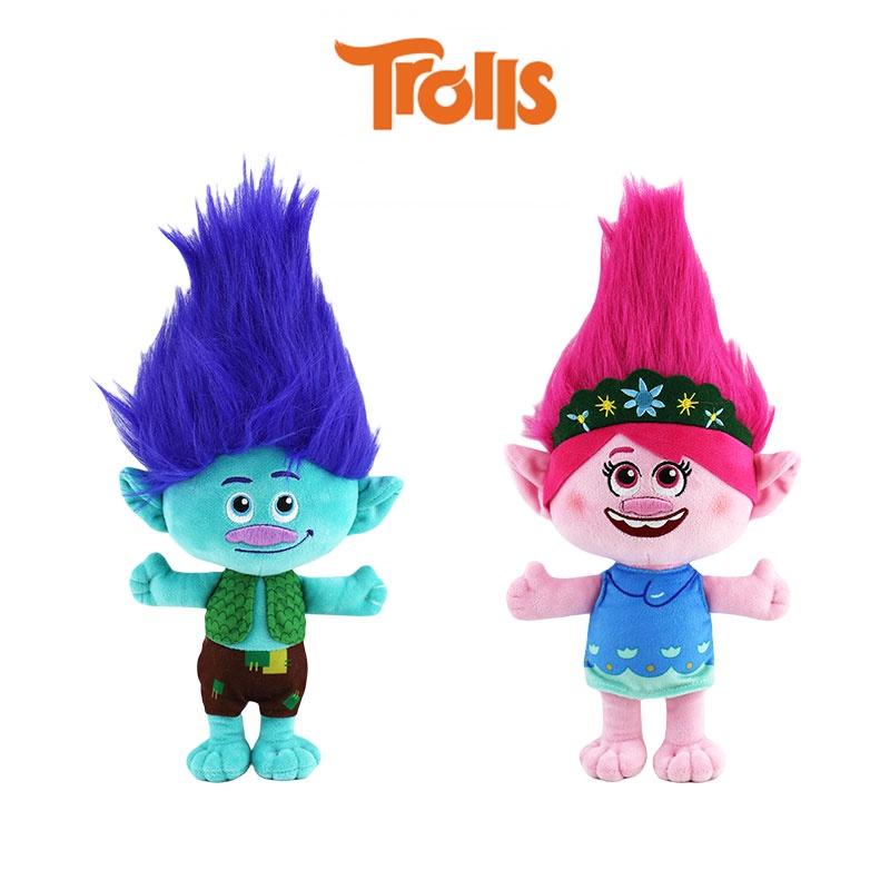 Brinquedo de Pelúcia Trolls Band Together Adorável Personagem de Desenho Animado 30cm de Altura Menino de Cabelo Azul e Menina de Cabelo Rosa Perfeito para Crianças de 7 a 14 Anos