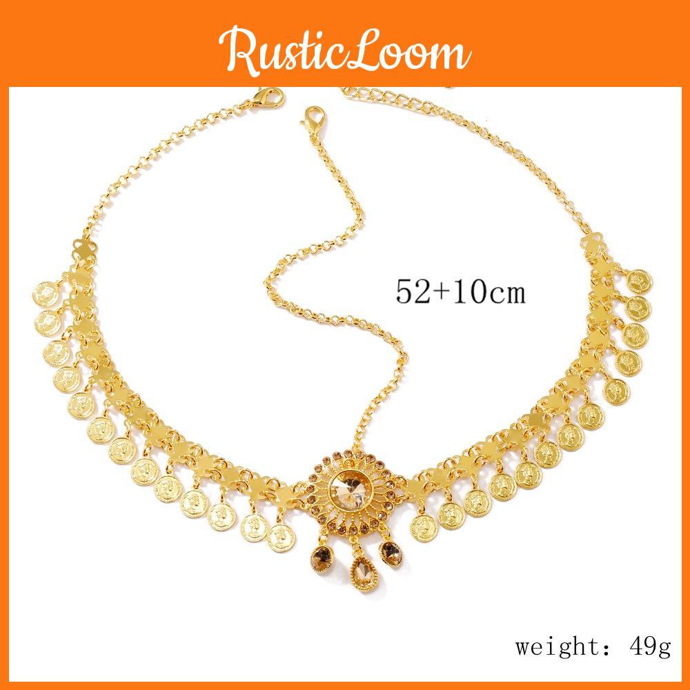 Simulation Elegant Crystal Decoration Gold Women Headwear With Tassel Design