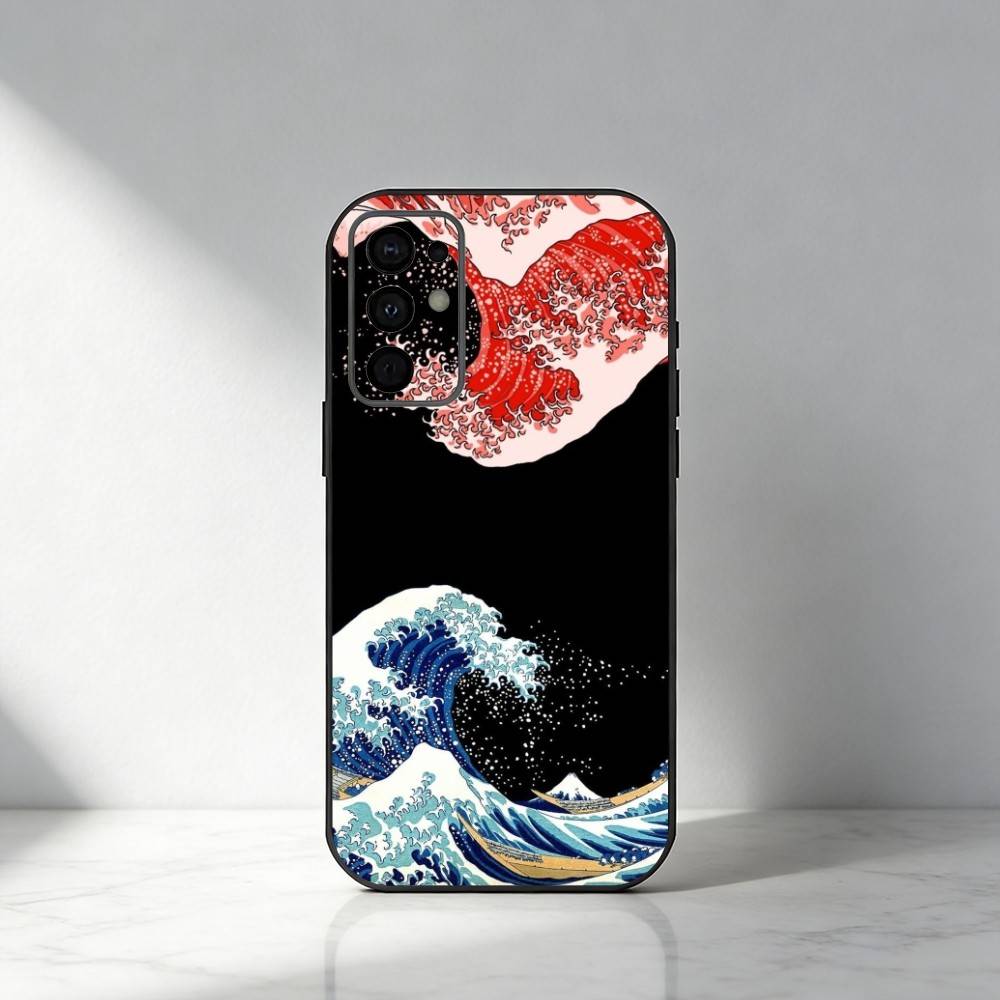 The Great Wave Off Kanagawa Phone Case For Samsung S25,S24,S21,S22,S23,S30,Ultra,S20,Plus,Fe,Note,5G Black Cover