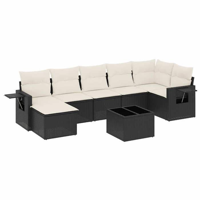 VidaXL Garden Lounge Set with Cushions 8 Pcs, Patio Sofas, Patio Furniture Set, Outdoor Furniture, Black 3252823