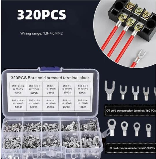 120 PCS Gold Silver Docking Terminal Cable Bare Terminal Spring Insert Sheath Terminal Set Female Pair Terminal Box