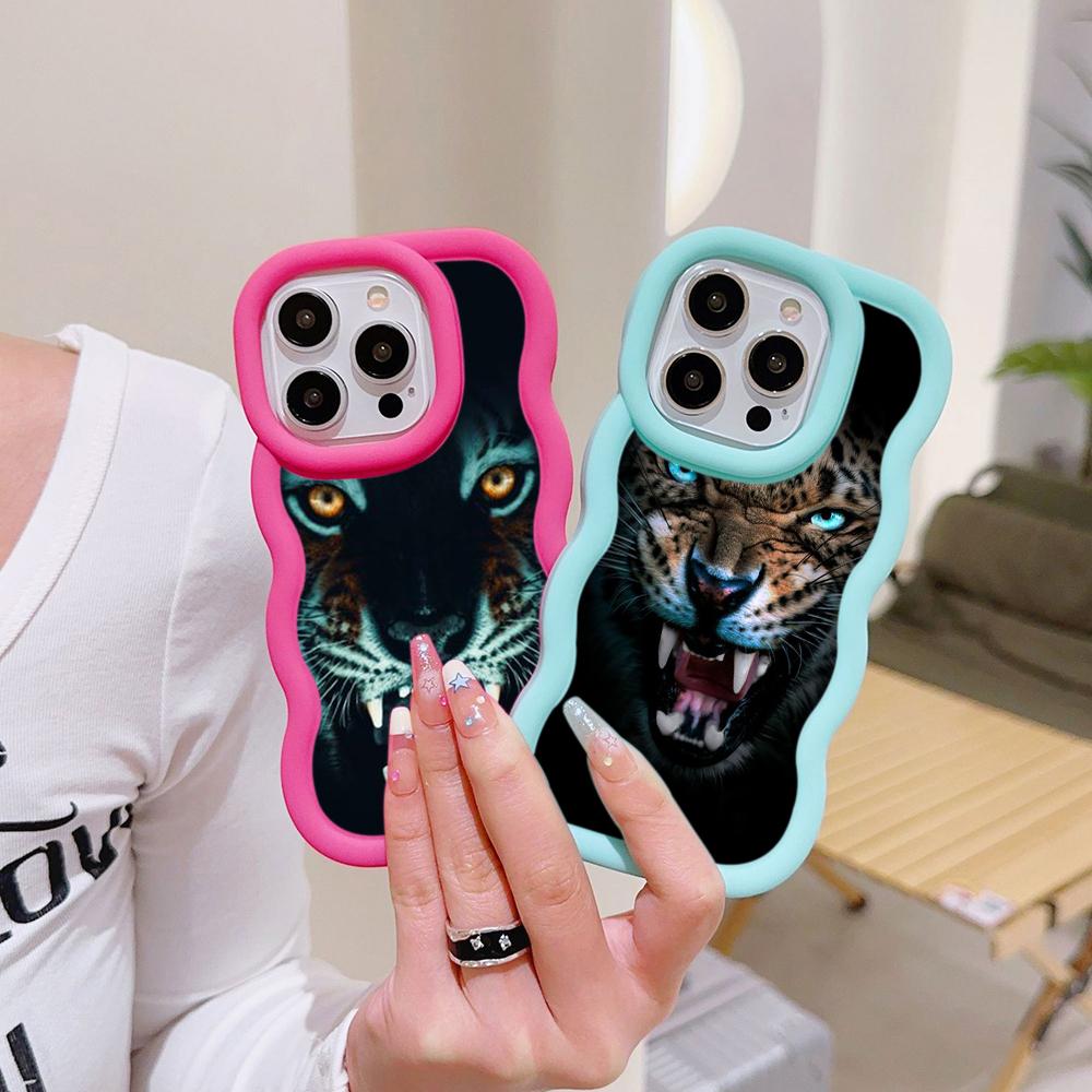 Huse de telefon N96 cu design Ochi de tigru, cu margine ondulată Macaron, pentru iPhone 16 Pro Max Samsung S24 Plus S23 Ultra A35 A05s Xiaomi Redmi Note 13, husă rezistentă la șocuri