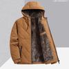 Autumn and winter new velvet thickened large size loose cotton-padded clothes men's fashion casual multi-bag warm hooded cotton-padded jacket