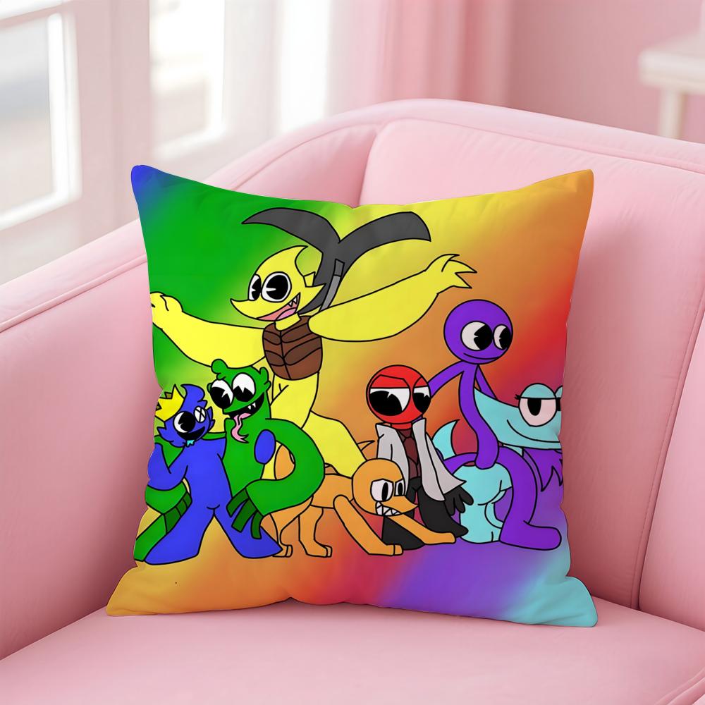 anime Rainbow Friends Cushion Cover Comfortable Reversible Pillow Cover Ideal for Car Sofa Bedroom & Beyond