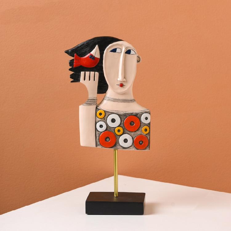 Face Art Statue Sculpture Resin Handmade Carving Figurine Study Studio Room