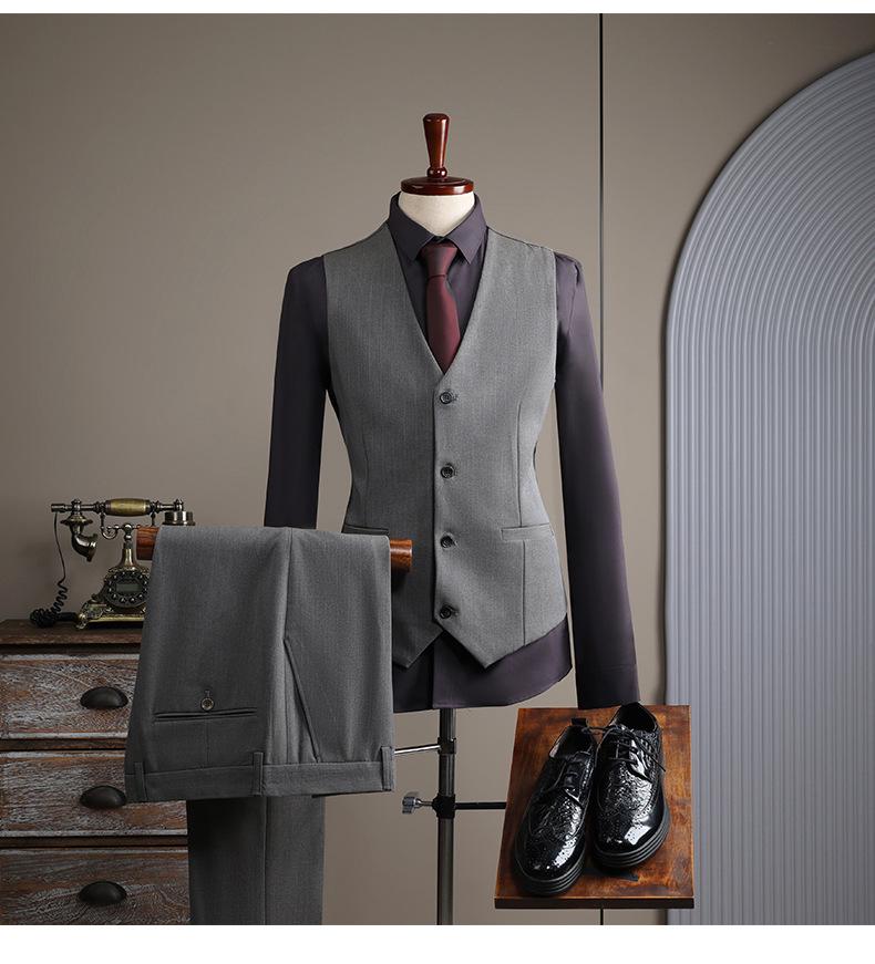 Men's Double-Breasted Striped Suit Set for Weddings & Business – Slim Fit Tuxedo & Formal Wear