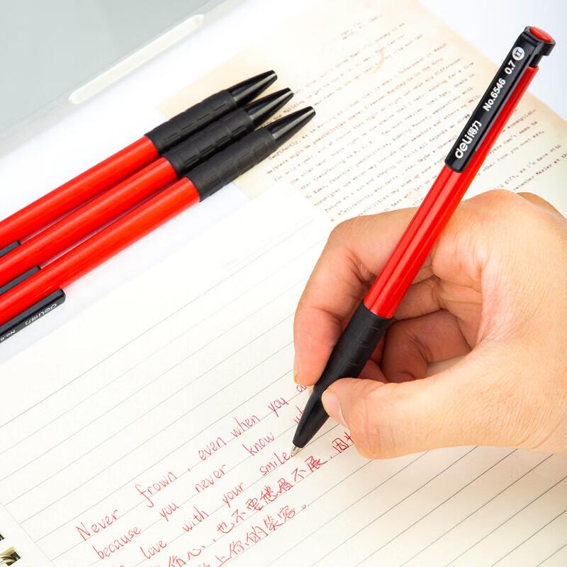 Deli 0.7mm Retractable Ballpoint Pen, Soft Grip