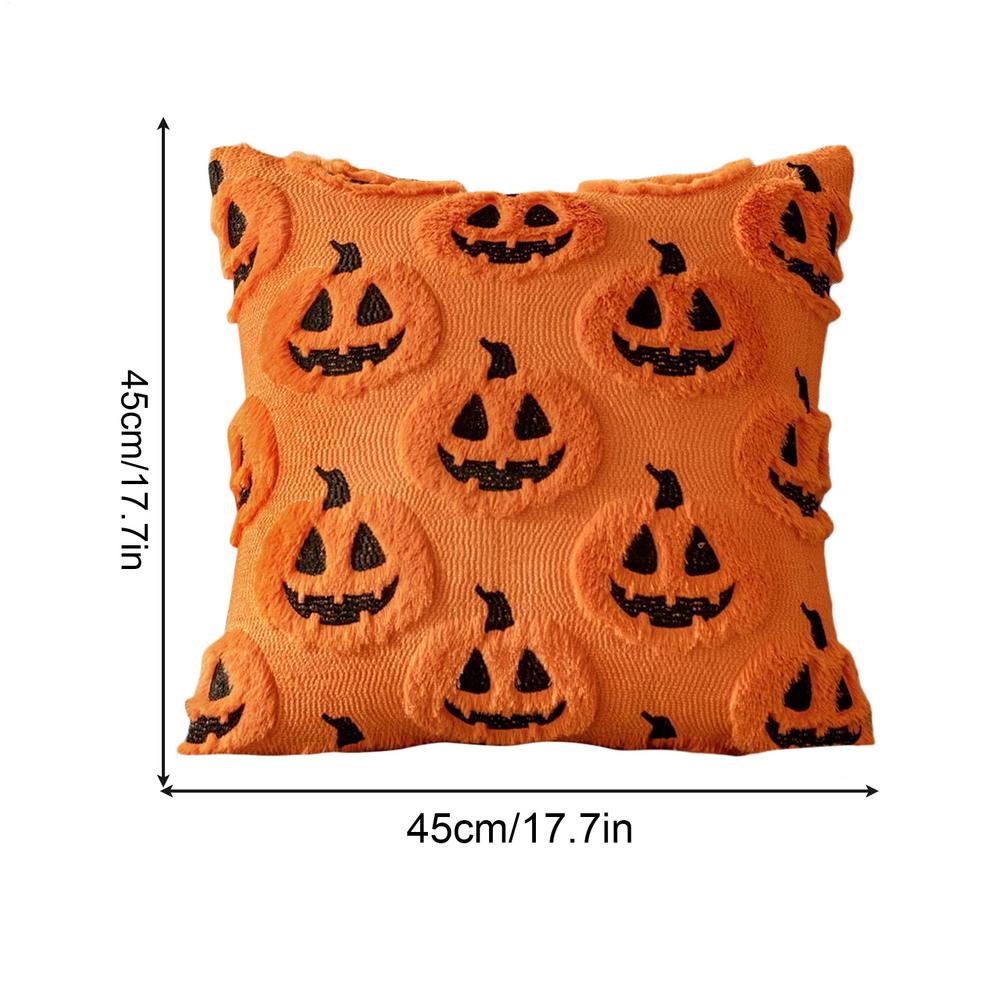 1PC Halloween Pillow Covers Decorative Pumpkin Pattern Pillowcase Soft Plush Faux Wool Cushions for Home Sofa Halloween Decor