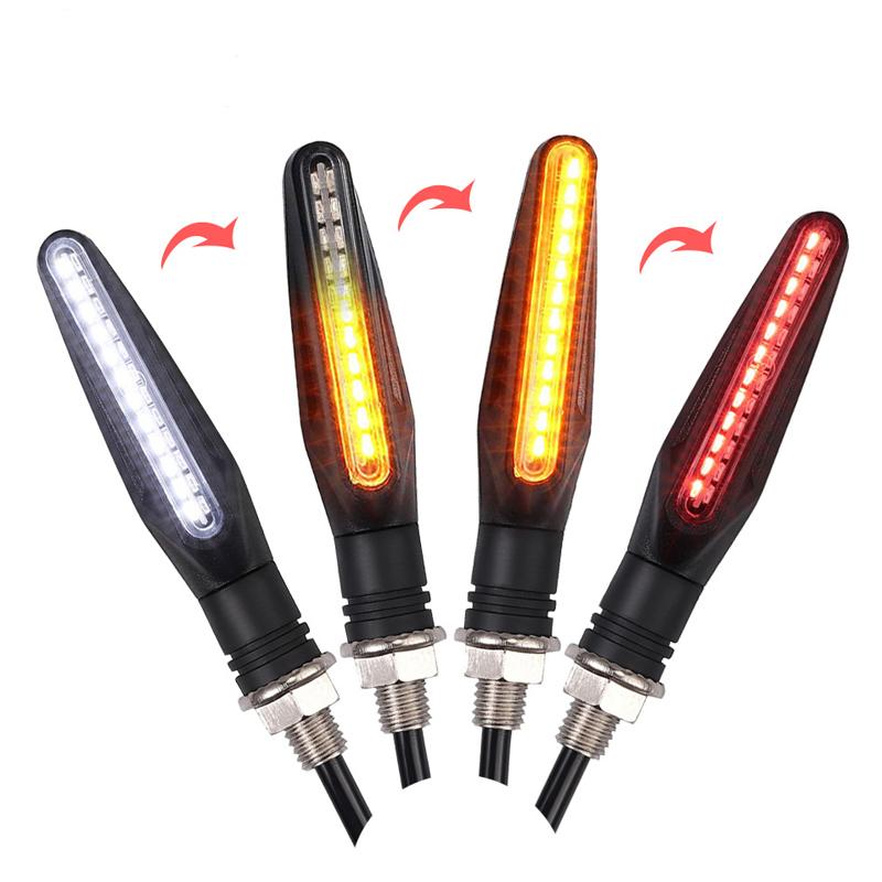New Motorcycle 24LEDs High Bright Amber Turn Signal Indicator Light Front Rear White Day Running Light Flowing Red Brake Lamps