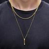 Vnox 3D Vertical Bar Necklaces for Men, Layering Stainless Steel Geometric Pendant, Layered Wheat Rope Cuban Chain, Boy Collar