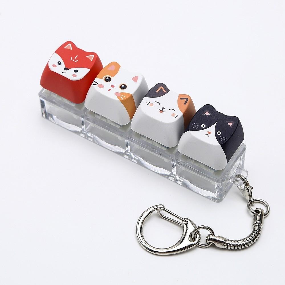 Mini Size Animals Printed Keycap Keychain Detachable Stress Relief Bag Pendant Friends Gift