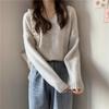 Sweater Women Autumn V-neck Solid Color Pullover Inner Knit Loose Casual Comfortable Top