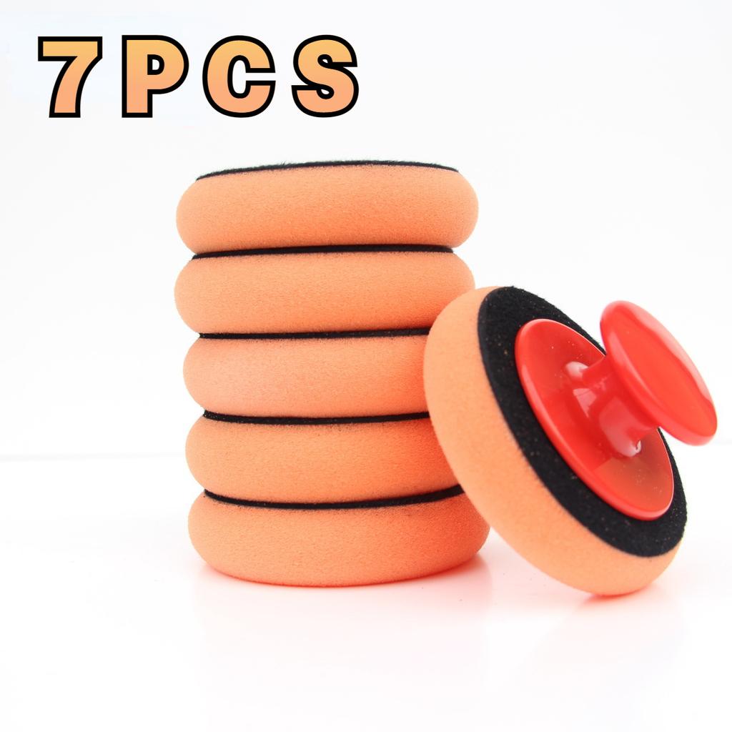 7PC Car Wash Waxing Polish Sponge Microfiber Applicator Pads Applicator Density Washing Cellulose With Round Car Cleaning Sponge