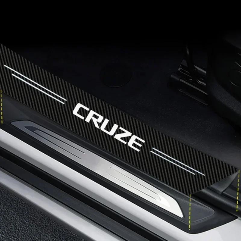 Carbon Fiber Door Sill Protector Stickers For Chevrolet Cruze Front Rear Threshold Decals Rear Trunk Bumper Guard Accessories