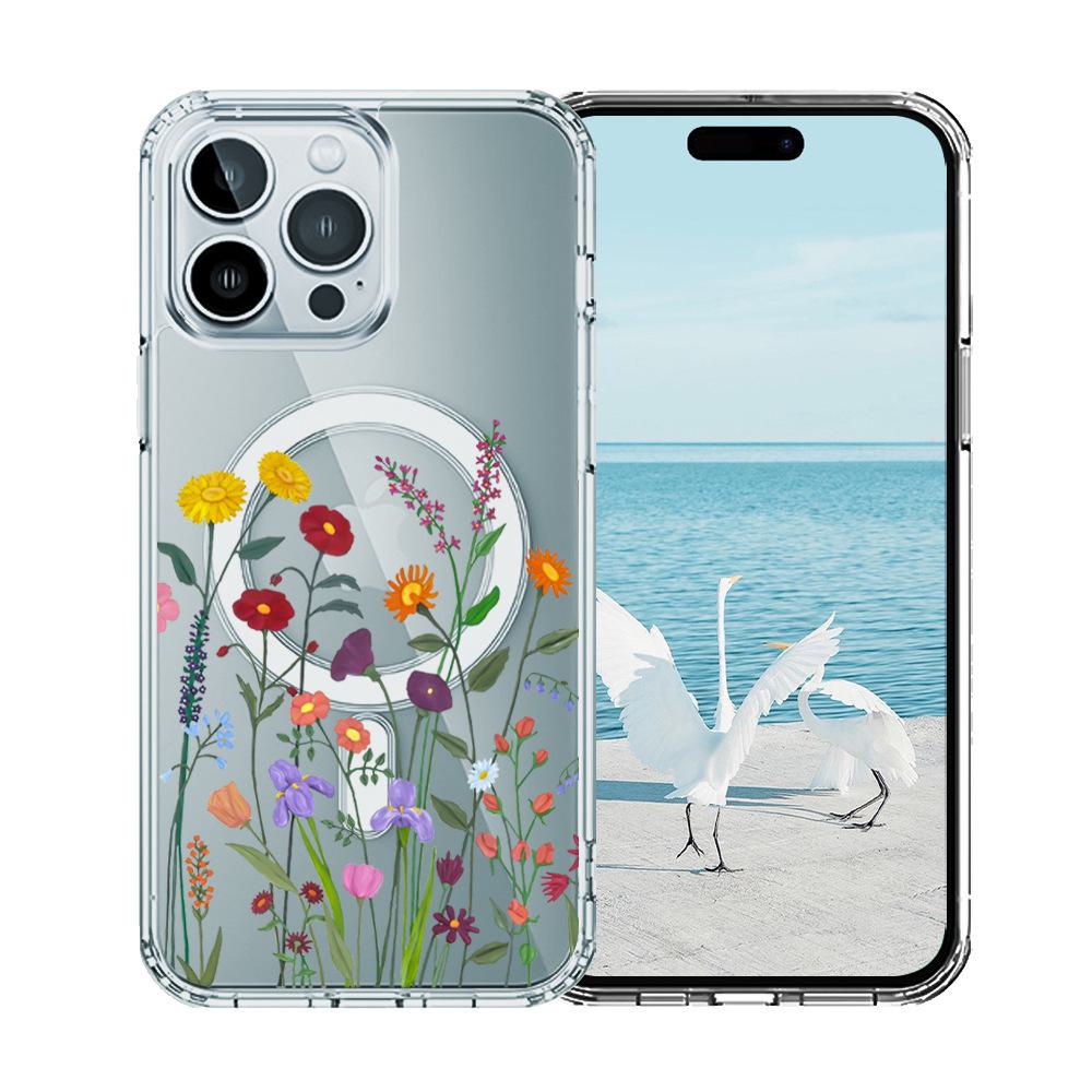 

Европейский и американский фиолетовый цветочный магнитный чехол для телефона Apple iPhone 14 Pro Max с защитой TPU+PC iPhone 11 Pro