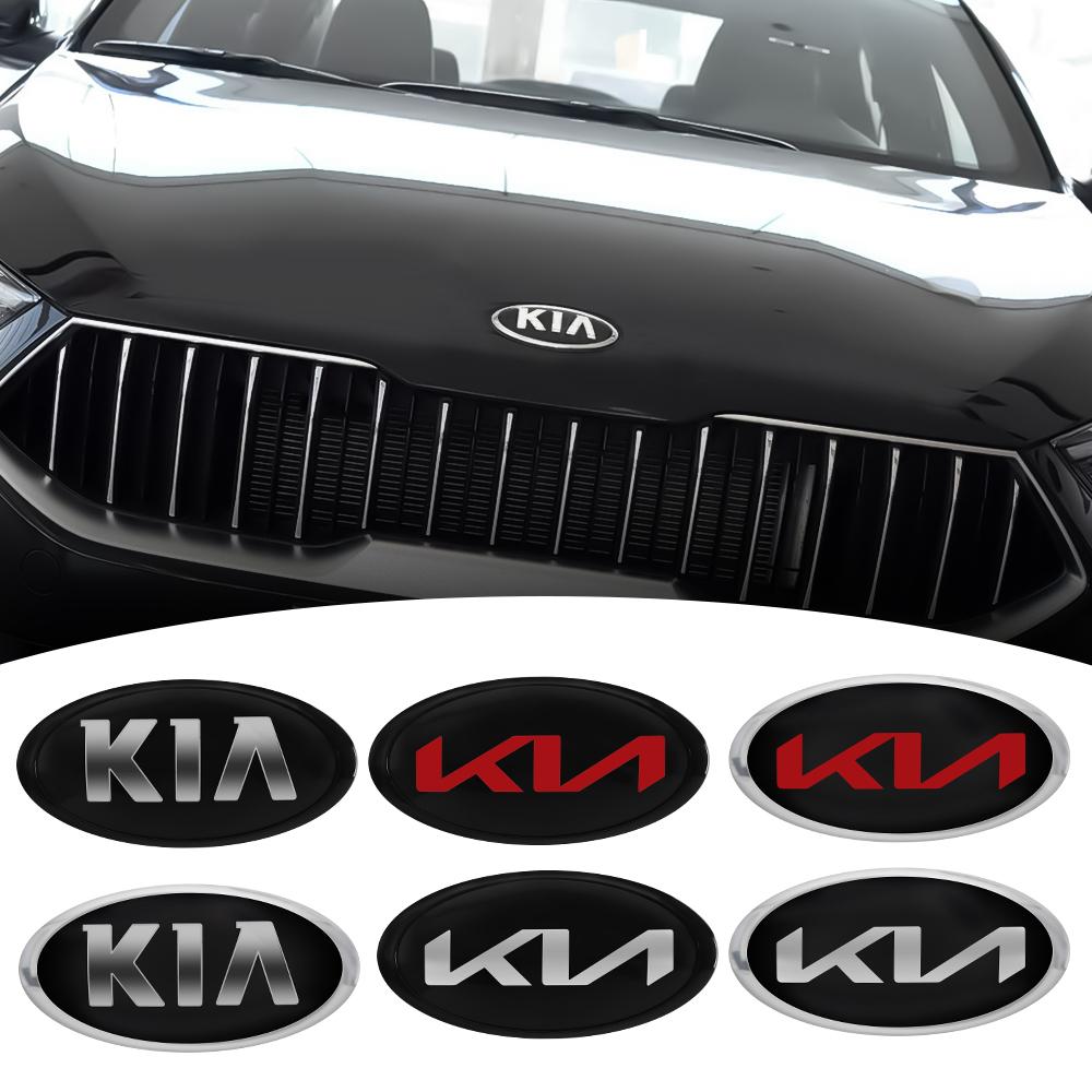 QZGF3 1pcs Car Original Front Radiator Grille Logo Emblem Stickers For Kia Ceed Sportage Cerato Soul Sorento Picanto Optima K5 K3 K2