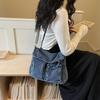 Multi-Pocket Denim Bag Large Capacity Retro Commuter Shoulder Bag