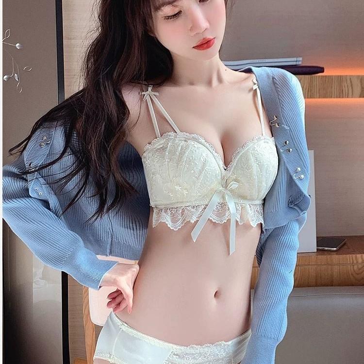 Coppia di Mutandine da Latte Sexy Raccoglitore Pizzo Primavera Estate Donna Petto Piccolo Mostra Grande Previene Caduta
