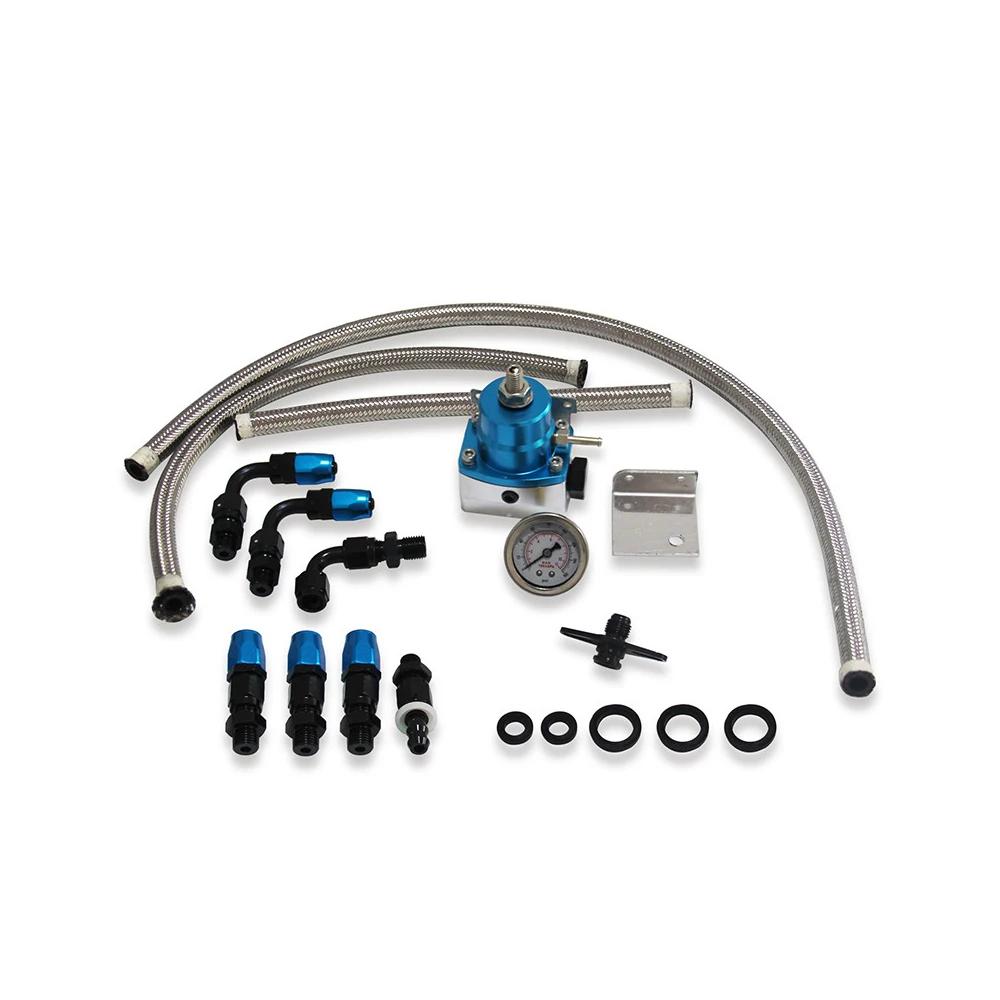 Universal Fuel Pressure Regulator Kit Car Fuel Pressure Regulator 100psi Adjustable Oil Gauge AN 6 Fitting End Oil Hose Fitting