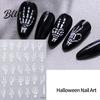 Halloween Nail Stickers Art Stickers 3D Embossed Skeleton Hand Pumpkin Bat Professional Salon Accessories Black Decals Self-Adhesive Manicure