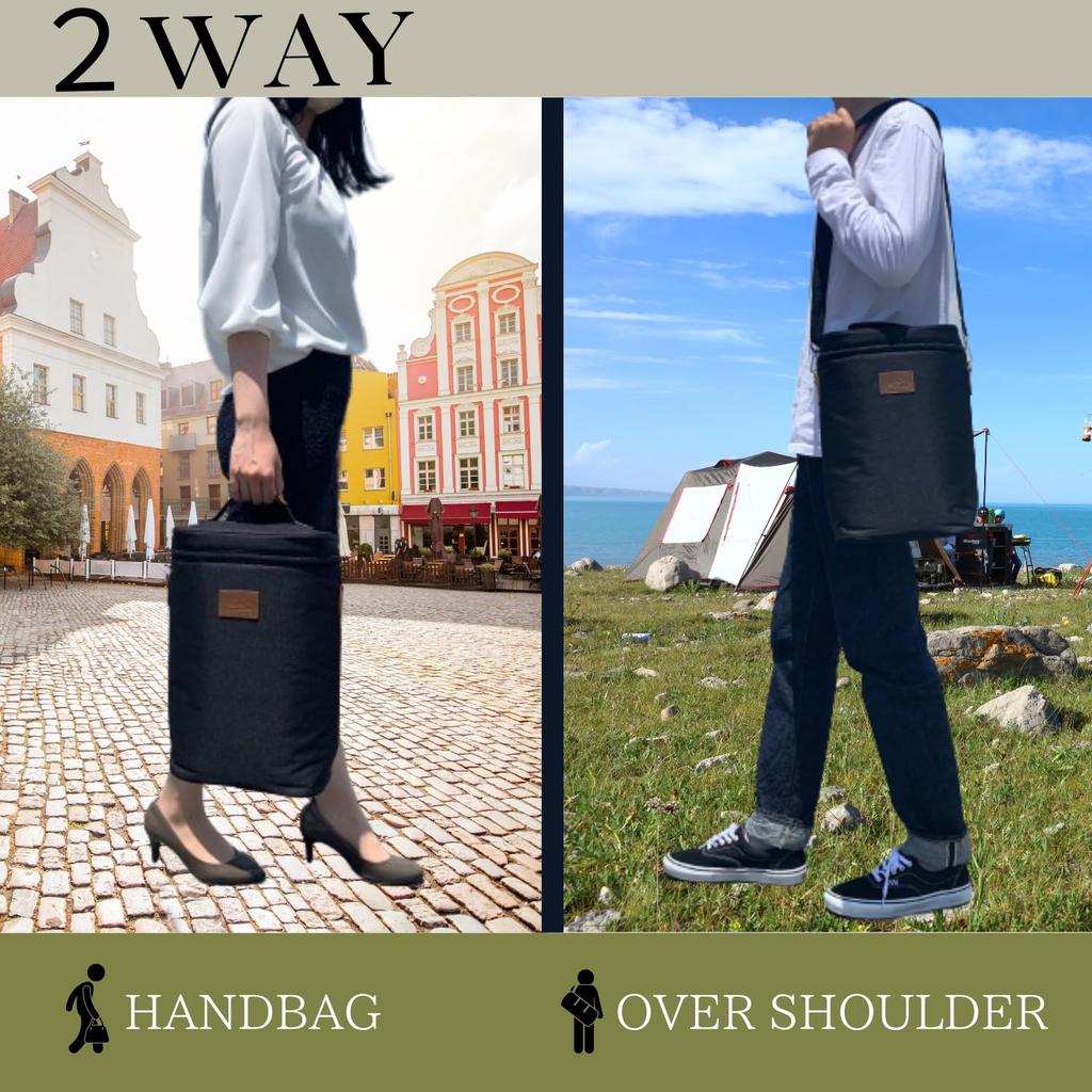 SEKI Shouten Wine Bag for 2 Insulated and Perfect for or Holds Two 2L PET Perfect for Club and 750ml Warranty Bottles, 2-Way Shoulder/Handbag