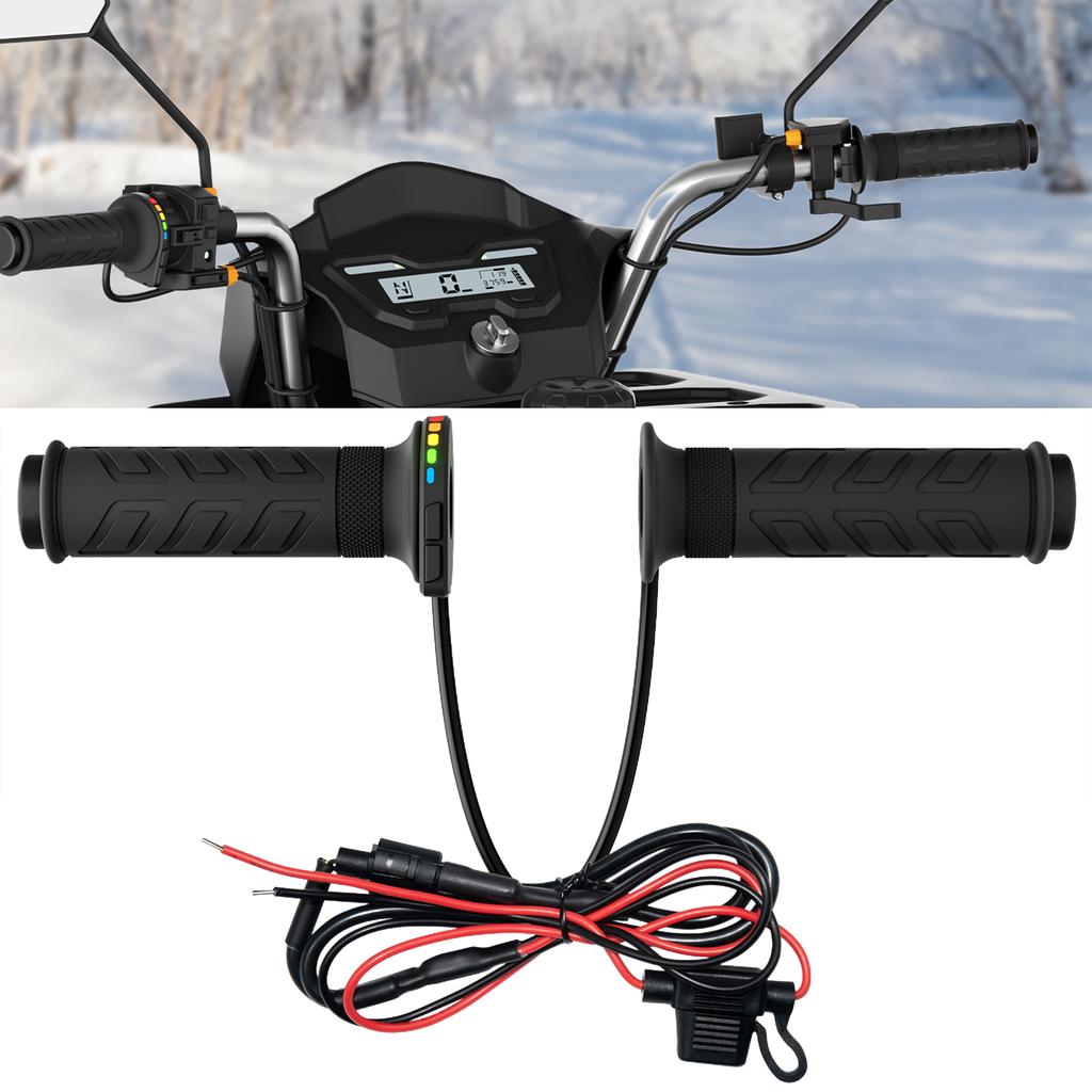 1 Pair 12V 22mm Motorcycle Hand Heated Grips 5-Gear Temperature Adjustable Electric Heating Handle Universal Motorcycle Hot Grip