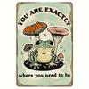 Vintage Metal Sign You Are Exactly Where You Need To Be with Adorable Frog and Mushroom Design X Inch Rustproof Iron