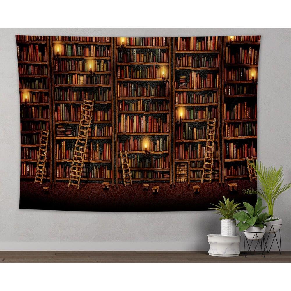Retro style tapestry library goblin staircase 75x100