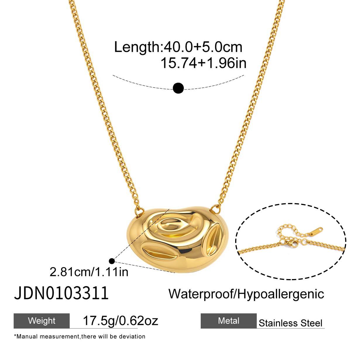 

18K Gold Plated Abstract Oval Pendant Necklace, Stainless Steel Fluid Metal Choker Women s Modern Jewelry