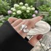 Geometric Wave Lace Opening Rings Matte Silver Luxury Party Gift Fashion Women Jewelry